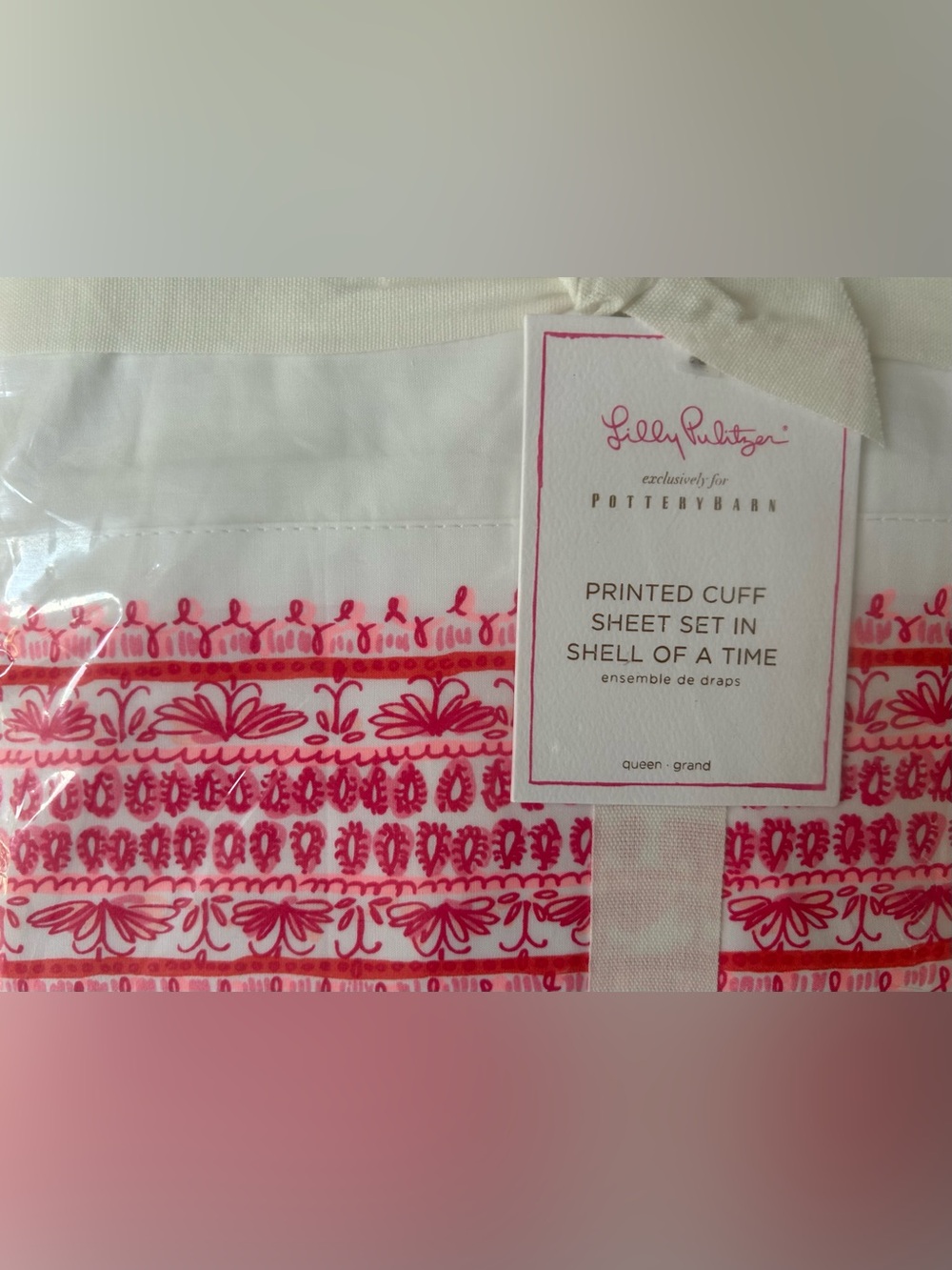 Lilly Pulitzer White Sheet Set with Pink Pattern